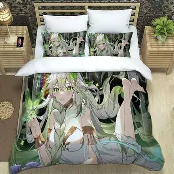 Anime Genshin Impact Bedding Set Boys Girls Twin Queen Size Duvet Cover Pillowcase Bed Kids Adult Duvet Duvet Cover 70x133cm 2pcs