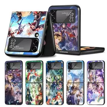 Аниме Genshin Impact чехол для телефона для Samsung Galaxy Z Flip 3 5g Zflip Z Flip 4 Zflip3 Flip4 Защитный чехол Жесткий чехол для ПК Samsung Z Flip 5G