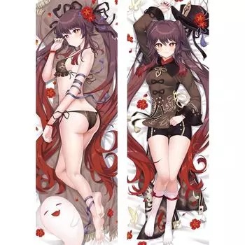 Аниме Genshin Impact Dakimakura Hutao Косплэй наволочка обнимающая наволочка для тела Hu Tao 2-сторонний чехол для подушки отаку персиковая кожа 120x40cm Pillowcase