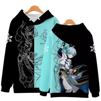 Аниме Genshin Impact Game толстовки для женщин и мужчин 3d свитшот для пар с длинными рукавами пуловер для косплея оверсайз для детей для мальчиков и девочек толстовка S
