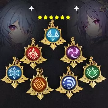 Аниме Genshin Impact God s Eye Paimon Diluc металлический брелок для ключей сумка кулон подарок синий