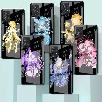 Аниме Genshin Impact крутой стеклянный чехол для Samsung Galaxy A52 A71 A50 A51 A70 A21s A31 A72 A10 A12 A30 A22 5G, чехол для телефона Samsung A53 5G