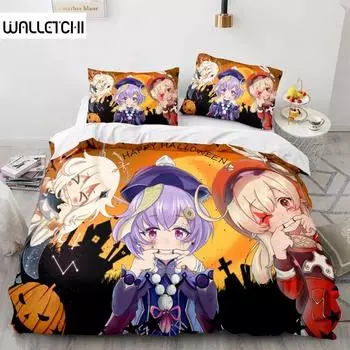 Аниме Genshin Impact Xiao SUCROSE Qiqi Пододеяльник Мультфильм Постельное белье Комплекты постельного белья Одеяло Покрывала Домашний Текстиль 70x133cm 2pcs
