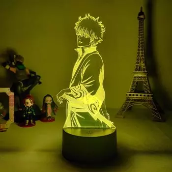 Аниме GINTAMA Sakata Gintoki рисунок 3d лампа ночник для детей и девочек Декор спальни свет манга подарок ночник рождественские подарки