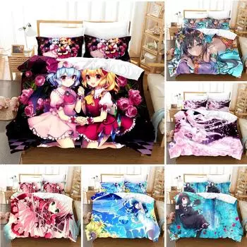 Anime Girl Bedding Set Cartoon Fashion 3D Print Comforter Luxury Queen King Single Duvet Cover Set Home Textile Decor Modern 70x133cm 2pcs