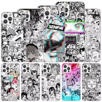 Мягкий чехол Anime Girl Japan Manga Face для iPhone 11 12 13 Mini 14 Pro Max Apple Phone Cover X XS XR SE 7 Plus 8 + 6 6S 5S Funda iPhone 11