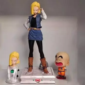 Аниме Gk Рисунок CPR Android 18 и Krillin Фигурки 2 Статуя в заголовке Коллекционная игрушка из ПВХ синий
