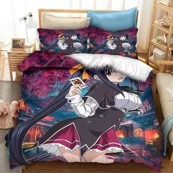 Anime High School DxD 2_3PCS Bedding Set Duvet Cover Bedroom Comforter Covers Single Twin King _Size Quilt Cover Home Textiles EU Twin 135x200cm