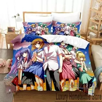 Anime Higurashi When They Cry Bedding Set 3D Duvet Cover Bed Set Quilt Cover Pillowcase Comforter king Queen Size Boys Adult 70x133cm 2pcs