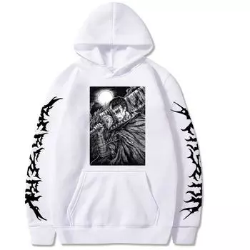 Anime Hoodies Berserk Men Women Casual Hoodies Casual Pullover Overside Hooide Hip Hop Unisex Sweatshirt Berserk Anime Clothes XS белый
