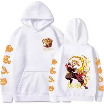 Anime Hoodies Men Women Kyojuro Rengoku Hooded Sweatshirts Oversize Harajuku Streetwear Men s Clothing S