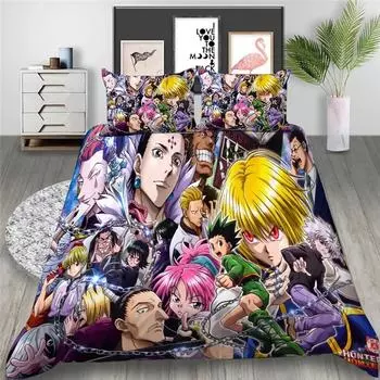 Аниме HUNTER HUNTER Комплект постельного белья для мальчиков и девочек Twin Queen Size Пододеяльник Наволочка Кровать Дети Взрослые Домашний текстиль 70x133cm 2pcs