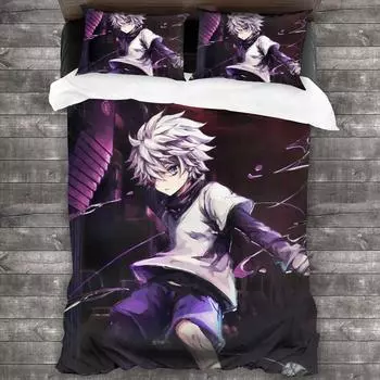 Anime Hunter X Hunter Bedding Set 3 Pieces Cartoon Duvet Cover Quilt Cover Japanese Manga Home Textiles Bedroom Decor US Twin(172x218cm)
