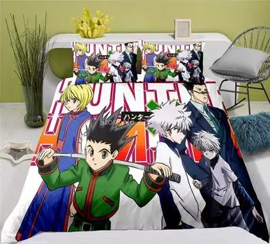Anime HUNTER X HUNTER Printed Bedding Set Duvet Cover Sets with Pillowcase Twin Full Queen King Bedclothes Home Textile 2/3PCS 135x200cm