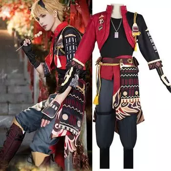 Аниме игра Genshin Impact Thoma костюмы для косплея наряды Red Balck игра ролевая игра костюм парик вечеринка на Хэллоуин униформа одежда M