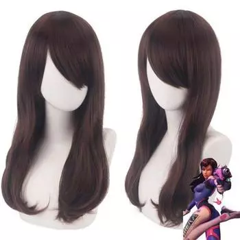 Аниме игра Ow D.va косплей парик 0verwatch коричневый 70 см длинные прямые термостойкие волокна волосы Peluca аниме Cowtume игровой парик 70CM коричневый