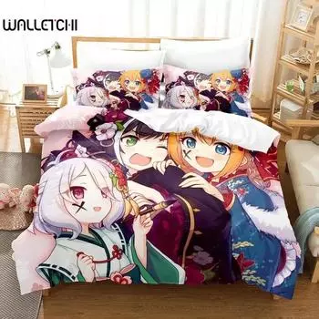 Аниме-игра Princess Connect! Комплект постельного белья ReDive Пододеяльник Постельный комплект Одеяло Чехол Наволочка Одеяло размера king-size Для мальчиков Взрослых 70x133cm 2pcs