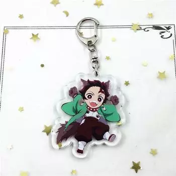 Аниме игры Demon Slayer Blade Kadomon Tanjiro персонаж мультфильма акриловый брелок металлические украшения аксессуар подарок кулон 6cm