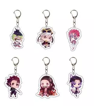 Аниме игры Demon Slayer мультипликационный персонаж акриловый брелок металлическое кольцо автомобильная сумка украшение для ключей аксессуар подарок аниме подарки кулон