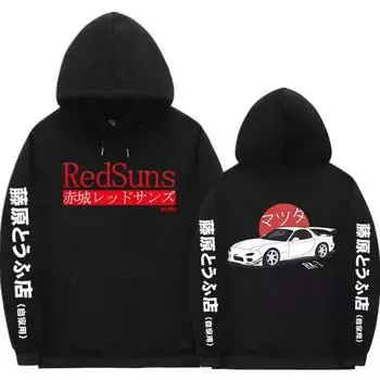 Аниме Initial D Hoodies Mazda RX7 Print Hoodie XS светло-серый