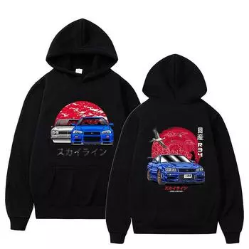 Аниме Initial D Rising Jap Толстовка Jdm Drift Red Car Модные флисовые толстовки с капюшоном Мужские женские топы с длинными рукавами Harajuku Streetwear S белый