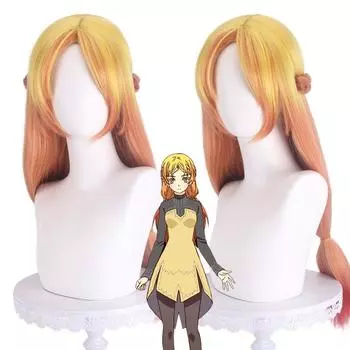 Аниме Isekai Ojisan Elf Косплей Парик Желтый Оранжевый Хвост Плетеные Вьющиеся Длинные Волосы Дядя Оджисан в Другой Мир Головные Уборы Для Девочек 80CM оранжевый