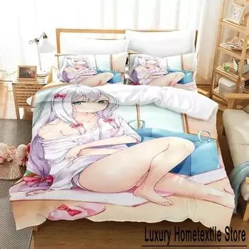 Аниме Izumi Sagiri Eromanga Sensei Постельное белье Пододеяльник Постельный комплект Одеяло Чехол Наволочка Одеяло размера king-size Мальчики Взрослые US King 264x228cm