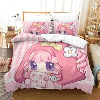 Аниме Эстетика Девушка Искусство Клубника Постельное белье Пододеяльник Постельный комплект Одеяло Чехол Наволочка Одеяло King Queen Size Мальчики Взрослые EU Single 135x200cm