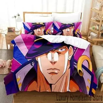 Anime JoJos Bizarre Adventure Bedding Set Duvet Cover Bed Set Quilt Cover Pillowcase Comforter king Queen Size Boys Adult 70x133cm 2pcs