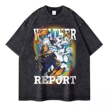 Аниме JoJos Bizarre Adventure Футболка Мужская Винтажная Уличная Одежда Манга Stone Ocean Выстиранные Футболки Куджо Джолин Унисекс Топы Футболка S