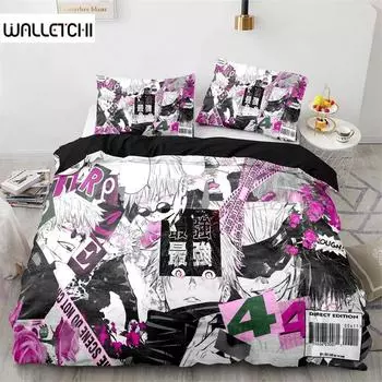 Anime Jujutsu Kaisen Bedding Set,Duvet Cover Comforter Bed Set Quilt Cover Pillowcase,King Queen Twin Size Boys Girls Adults 135x200cm 2pcs