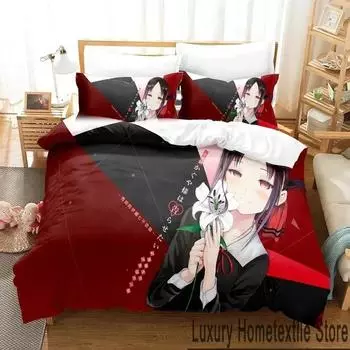 Anime Kaguya-sama Love Is War Bedding Set Duvet Cover Bed Set Quilt Cover Pillowcase Comforter king Queen Size Boys Adult 70x133cm 2pcs