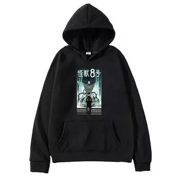Anime Kaiju No. 8 Hoshina Soushirou Graphic Printed Hooded Men Women Hoodies Plus Size Streetwear Harajuku Unisex Sweatshirt XS чёрный