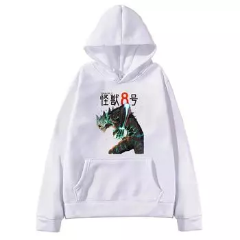 Аниме Кайдзю Нет. 8 принтованных толстовок с капюшоном для мужчин и женщин, классические простые толстовки больших размеров, уличная одежда, унисекс, удобная толстовка в стиле Харадзюку XS белый