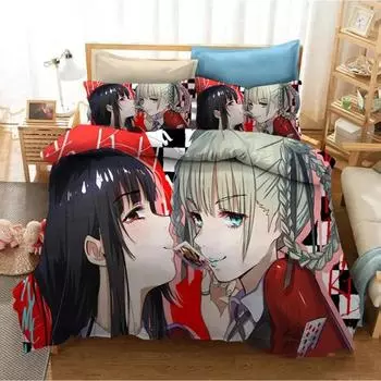 Аниме Kakegurui Yumeko Jabami Комплект постельного белья для мальчиков и девочек Twin Queen Size Пододеяльник Наволочка Кровать для мальчиков и взрослых Домашний текстиль US Queen(228x228cm