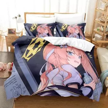 Аниме Kawaii Girl NEKOPARA Комплект постельного белья Single Twin Full Queen King Size Комплект постельного белья Adult Kid Спальня Пододеяльник Наборы Домашний Текстиль EU Twin 135x200cm