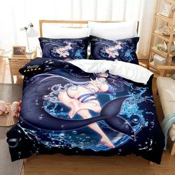 Аниме Kawaii Girls Shilily Постельное белье Single Twin Full Queen King Size Bed Set Adult Kid Bedroom Duvet cover Sets Home Textiles EU Twin 135x200cm