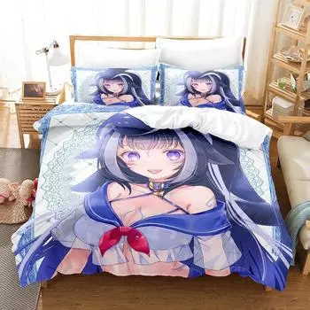 Anime Kawaii Girls Shylily Bedding Set Single Twin Full Queen King Size Bed Set Adult Kid Bedroom Duvet cover Sets Home Textiles EU Twin 135x200cm