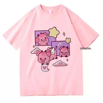 Аниме Kawaii Valentine Rerto футболка модная женская Harajuku эстетическая футболка для пары унисекс уличная одежда мужские футболки рубашки топы S