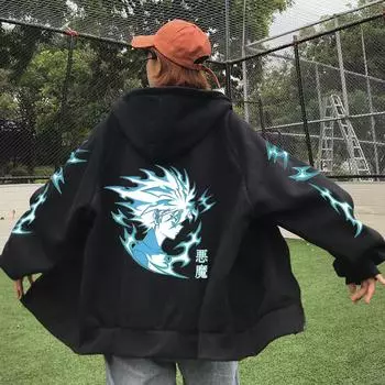 Аниме Killua Zoldyck Hunter X Hunter толстовки с принтом манги уличная одежда на молнии для женщин и мужчин модные куртки пальто уличная толстовка S чёрный
