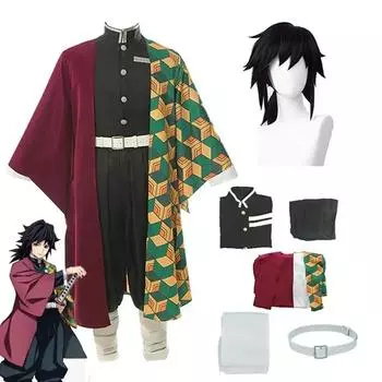 Аниме Kimetsu No Yaiba Tomioka Giyuu аксессуары для костюмов для косплея Pak Uniformen Kostuums Pruik Kind Volwassen Feest Cadeau one size чёрный