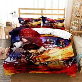 Anime King of Fighters KOF Bedding Set,Duvet Cover Comforter Bed Set Quilt Cover Pillowcase,King Queen Twin Size Boys Girls 135x200cm 2pcs