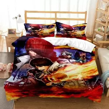 Anime King of Fighters KOF Bedding Set Boys Girls Twin Queen Size Duvet Cover Pillowcase Bed Kids Adult Home Textileextile 70x133cm 2pcs