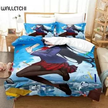Аниме Коми не может общаться Комплект постельного белья Пододеяльник Постельный комплект Одеяло Чехол Наволочка Одеяло размера king-size Мальчики Взрослые EU Single 135x200cm