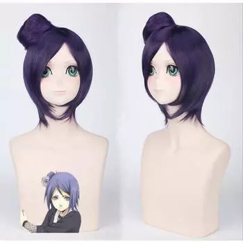 Аниме Конан, парик для косплея, темно-фиолетовый, 40 см, короткие волосы с пучком для вечеринки в честь Хэллоуина, рождественской ролевой игры 40CM фиолетовый