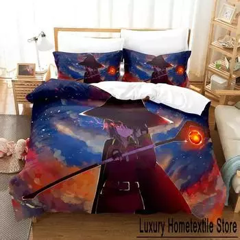 Anime KonoSuba Bedding Set Boys Girls Twin Queen Size Duvet Cover Pillowcase Bed Kids Adult Fashion Home Textile Customizable 70x133cm 2pcs