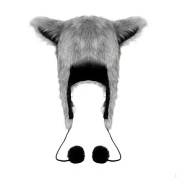 Аниме Косплей Кошачья шапка с ушками для зимнего праздничного веселья чёрный