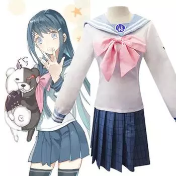 Аниме косплей костюм Danganronpa Maizono Sayaka школьная форма для девочек женская юбка комплект платье для вечеринки на Хэллоуин S