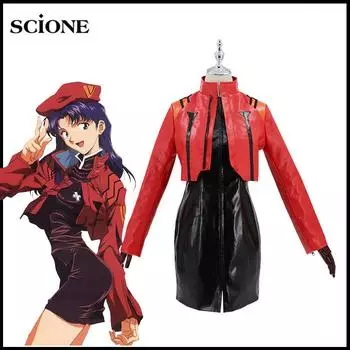 Аниме косплей костюм из искусственной кожи Evangelion косплей Мисато Кацураги костюмы для косплея платье пальто униформа женский костюм на Хэллоуин S&Evangelion
