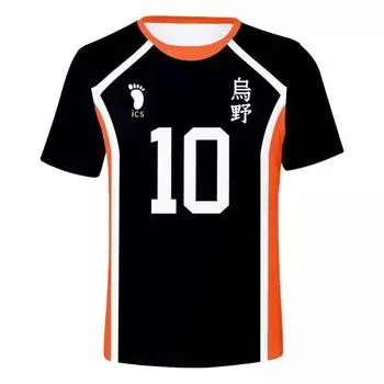 Аниме Круглый вырез Повседневная футболка с принтом Волейбольная спортивная мужская удобная футболка с коротким рукавом S